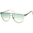 thumbnail image 2 of sunglassLA Unisex Modern Flat Top Gradient Colored Flat Lens Metal Aviator Sunglasses (Silver / Green Gradient) - 63mm, 2 of 4