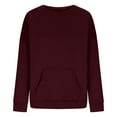 thumbnail image 4 of miqiqism Women's Oversized Sweatshirt Juniors Crew Neck Long Sleeve Hoodless Shirt Casual Crew Pullover Tops Fall 2024 Teen Girl Preppy Clothes with Pockets,Wine,Medium, 4 of 5