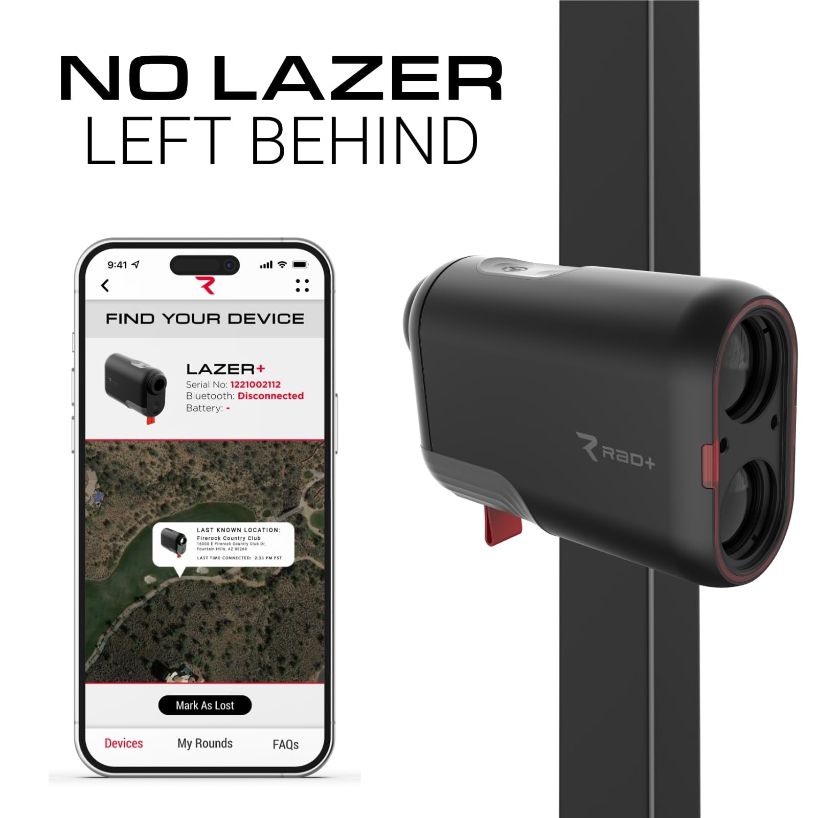 Lazer+ Golf Range Finder, Smart Slope Control, Integrated GPS, Magnetic Mount, 1300 Yards, FBC Distances, 42,000+ Courses Pre Loaded, Find My Device, Pin Lock Assist, Tournament Legal, Waterproof