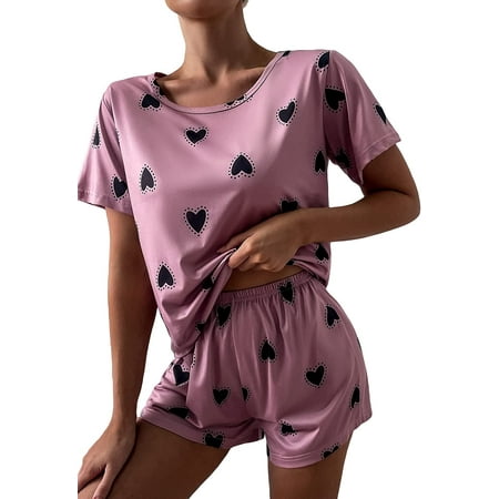 

ZWJHBFGRAASD Women s Tops and Shorts Pajamas Set Casual Sleepwear Summer PJ Sets