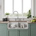 thumbnail image 4 of Whitehaus Collection 36" Reversible Double Bowl Fireclay Kitchen Sink with Grid Set: Three Edge Frame, Plain Front Apron, 4 of 6