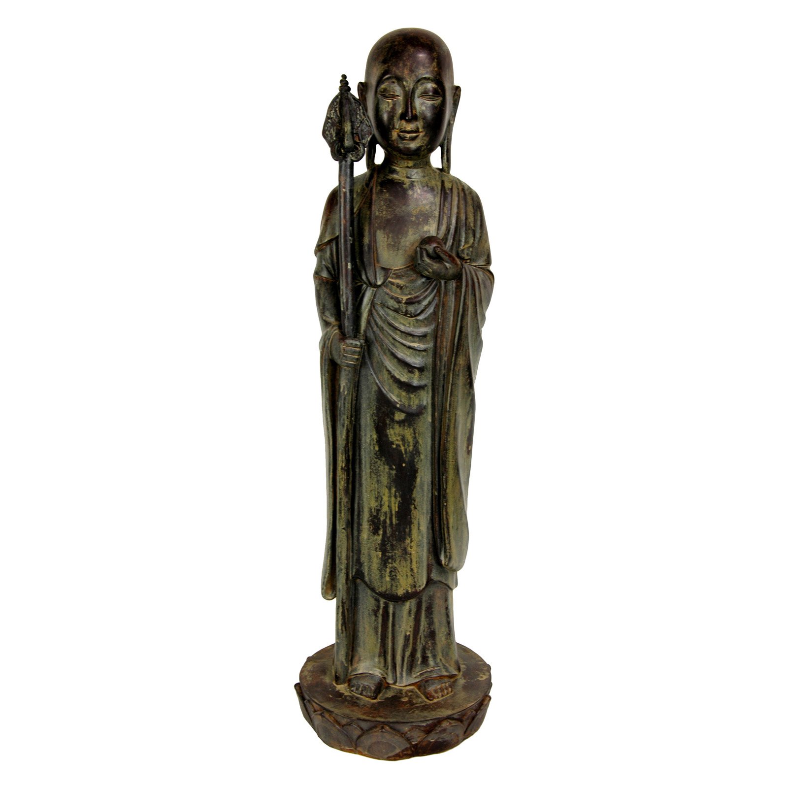 Oriental Furniture 25" Standing Japanese Zen Monk Statue, decorative