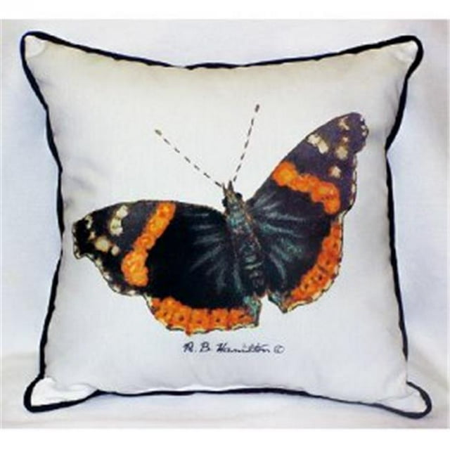 Betsy Drake ZP762 Red Admiral Butterfly Throw Pillow- 22 x 22 in.