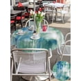 thumbnail image 5 of Outdoor Tablecloth with Umbrella Hole for Patio/Picnic/Party/Camping, Blue Green Waterproof Table Cloth Round Cover Washable, Modern Abstract Minimalist Texture Watercolor (Dia 60"), 5 of 9