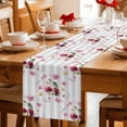thumbnail image 5 of 4th of July Table Runner 90 Inches, Independence Day Pink Floral Grey Striped Bed Runner Dresser Scarves Tabletop for Indoor Outdoor Parties/Ceremony/Banquet, 13" x 90", 5 of 9