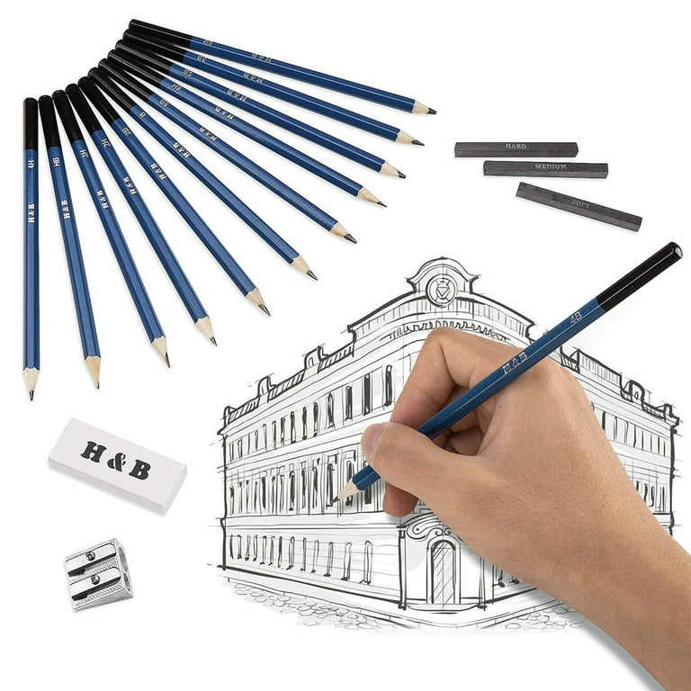 CKQ8L1J EEX 34 Pieces Drawing and Sketching Pencil Art Set, Professional  Art Supplies Kit with Charcoal, Graphite Pencils, Erasers