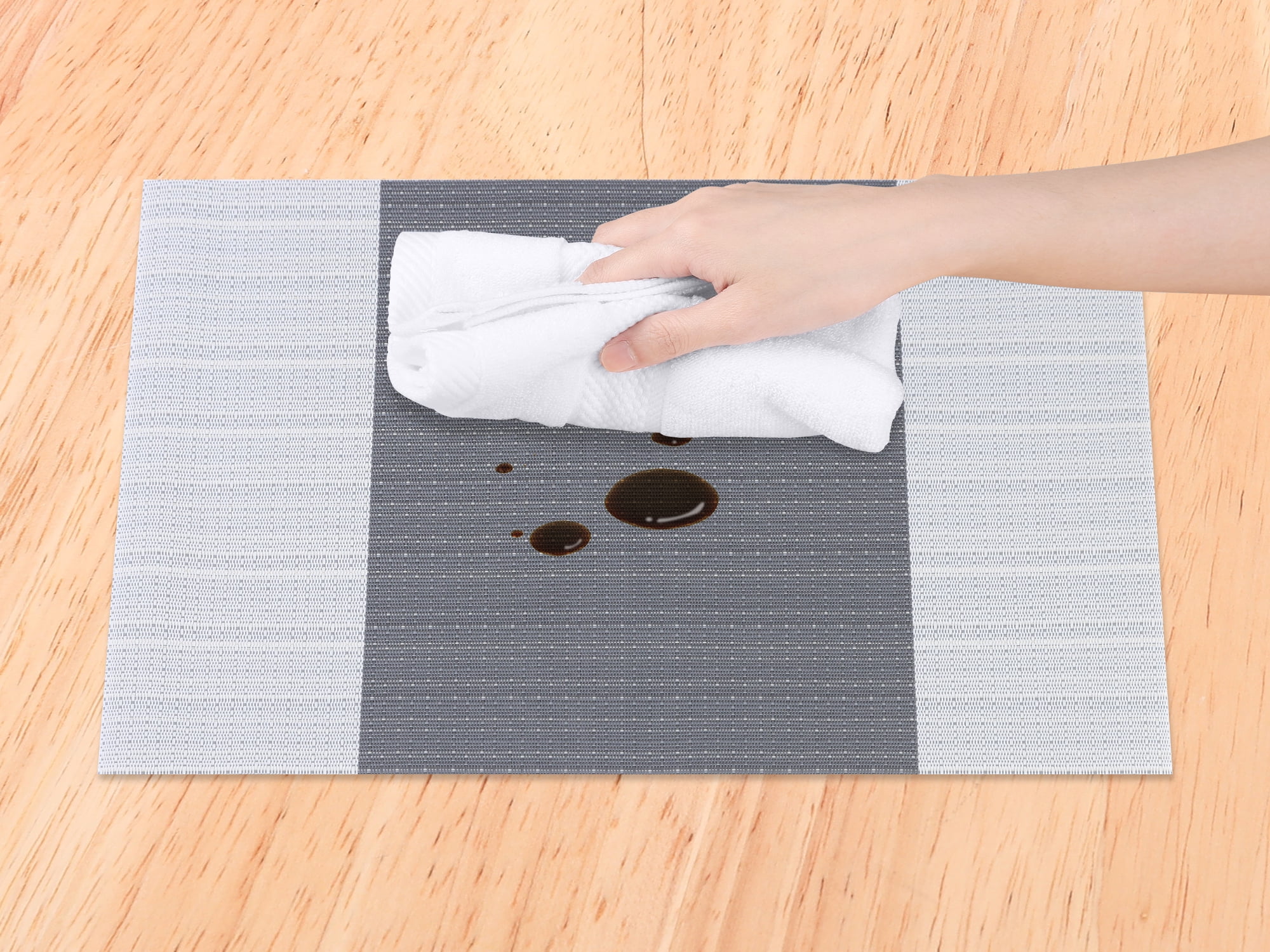 Unique Bargains Set of 6 Easy Clean Placemats for Kitchen Dining Table Decor Gray
