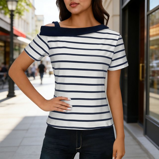 HongQid Women's Off Shoulder Tops, One Shoulder Shirts, Short Sleeves Tunic Tees