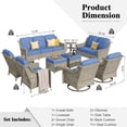 thumbnail image 2 of XIZZI Outdoor Furniture Wicker Sofa Set Patio Conversation Chair Set with Swivel Rocking Chair and Ottoman,Diamond Blue Cushion, 2 of 11
