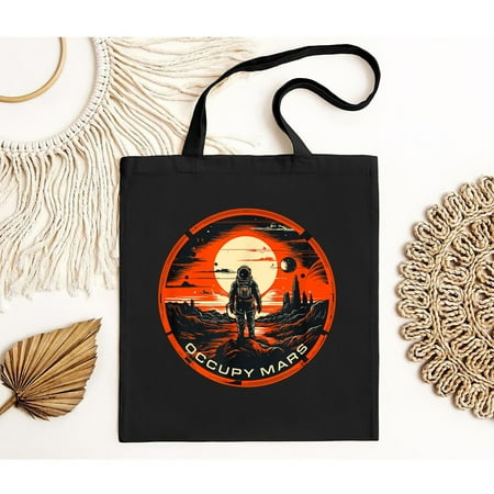 vintage Occupy Mars Tote Bag Astronaut Mars Graphic Space Exploration S--TH19252