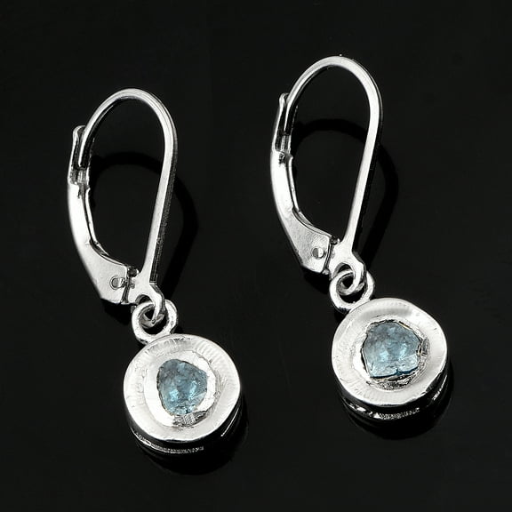 0.50 CTW Blue Diamond Polki Statement Dangles 925 Sterling Silver Platinum Plated Slice Diamond Earrings