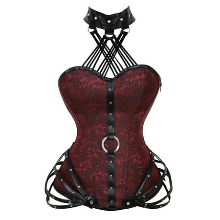 

Yubnlvae 11 Women Zipper Gothic Halter Steel Neck Tight-fitting Corset Side Court Top Shapeware
