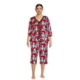 thumbnail image 4 of The Pioneer Woman 3/4 Sleeve V-Neck Top and Cropped Pant Pajama Set, 2-Piece, Women's, 4 of 7