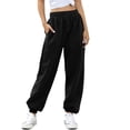 thumbnail image 6 of 2026 Petite Sweatpants for Women Baggy Drawsting High Waisted Wide Leg Sweat Pants Casual Workout Joggers with Pockets Black L, 6 of 6