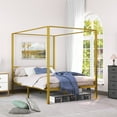 thumbnail image 3 of King/Queen Gold Metal Canopy Platform Bed Frame King, 3 of 5