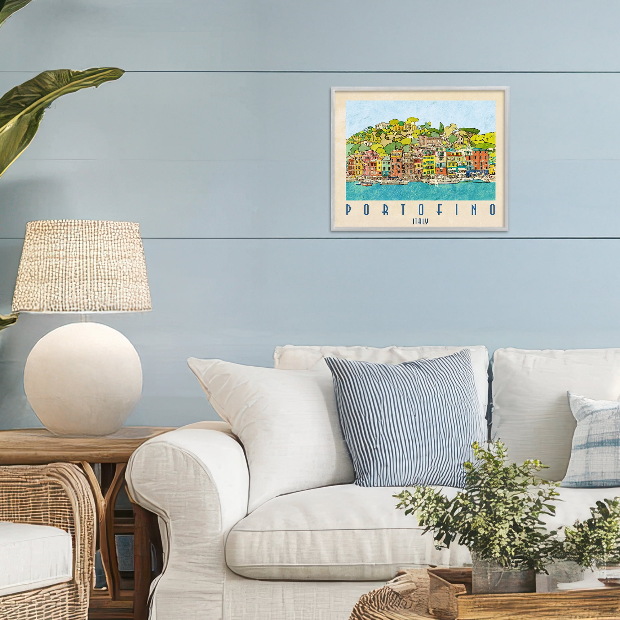 Stupell Industries Portofino Architecture Poster Gray Framed Giclee Art, design by Ynon Mabat