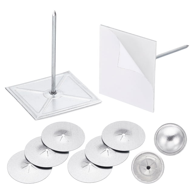100 Sets Self Stick Insulation Pins 2-1/2inch, 1.5 Inch Self Locking Washers Round 7/8 Inch Aluminum Insulation Hangers