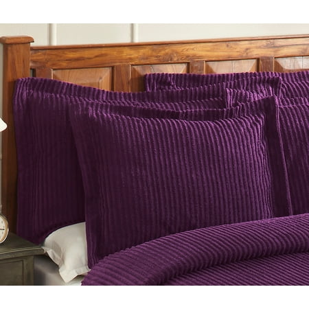 Better Trends 26"x 26" Euro Pillow Sham 100% Cotton Pillow Cover Stripe Design Machine Washable (Plum) Jullian Collection