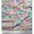 thumbnail image 1 of Soimoi Satin Silk Fabric & Orchids Floral Printed Fabric 1 Yard 42 Inch Wide, 1 of 3