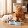 thumbnail image 6 of ICQOVD Stainless Steel Double Pet Bowl Set Food and Water Feeder with Non Slip Base Large Capacity Durable Feeding Bowl 9.84x5.31x1.77IN, 6 of 6
