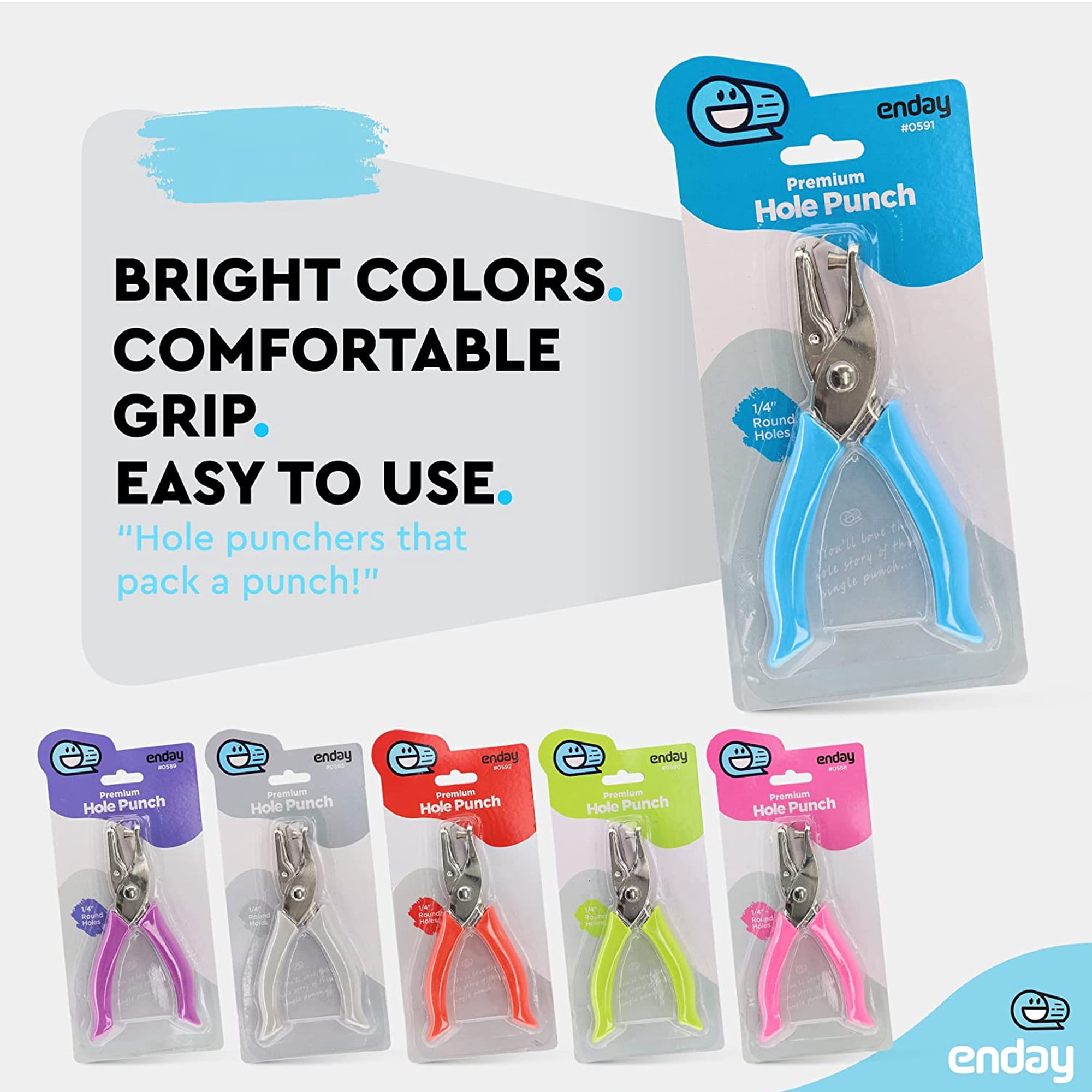 Enday 1/4” Paper Single Hole Puncher Home Office Supplies, Blue 6 Pack