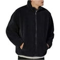 thumbnail image 2 of uublik Men's Fleece Jackets & Coats Full Zip Lightweight Fleece Jacket Casual Soft Warm Coats with Pockets Black, 2 of 5