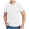 thumbnail image 1 of cfhntfmh Men's Short Sleeve Henley Shirts Summer Solid Color Stretchy T-Shirts Button Tee Casual Basic Tops, 1 of 5