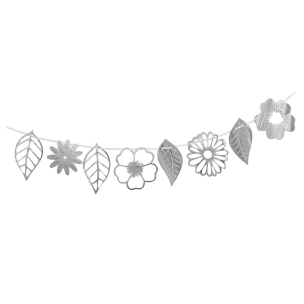 Guirnalda de flores y hojas tropicales de papel aluminio para decoración de fiestas hawaianas Plata