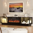 thumbnail image 6 of Waleaf 80" TV Stand with 36" Electric Fireplace, Mid Century Modern Entertainment Center for TVs Up to 90", LED Lights & Storage Cabinet, Living Room, Black, 6 of 8