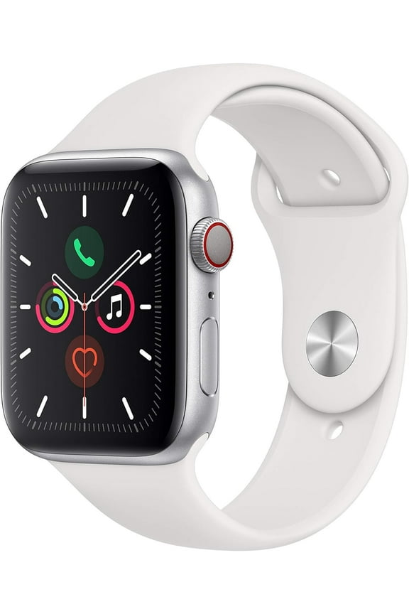 Restored Apple Watch Series 5 (GPS+Cellular, 44mm) - Ceramic White Case - White Sport Band (Refurbished)