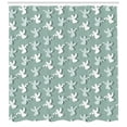 thumbnail image 3 of Ambesonne Striped Shower Curtain, Xmas Silhouettes Striped, 69"Wx70"L, Pale Almond Green and White, 3 of 3