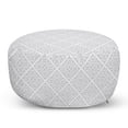 thumbnail image 1 of Abstract Pouf, Continuous Simple Motifs of Traditional Mosaic Tiles Style Flowers Pattern, Decorative Soft Foot Rest with Removable Cover Living Room and Bedroom, White Pale Grey, by Ambesonne, 1 of 3