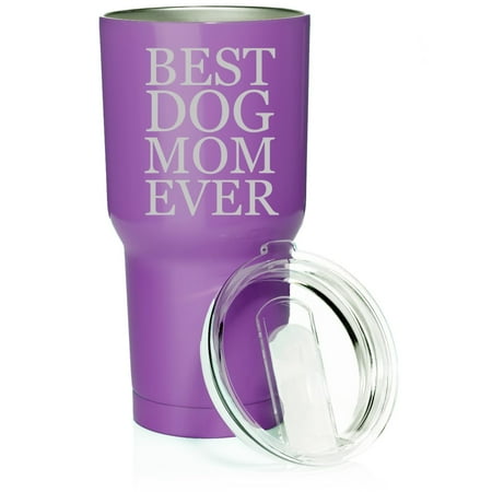 

Smooth Body Tumbler Stainless Steel Vacuum Insulated Travel Mug Cup Gift Best Dog Mom Ever (30 oz Purple)