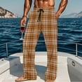 thumbnail image 2 of Txeol Plaid Pajama Pants for Men Straight Leg Lounge Pants Cotton Comfy Pj Bottoms with Pockets Sleepwear Christmas Gifts,Khaki,XXL, 2 of 7