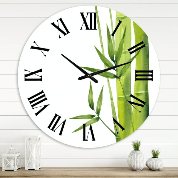Designart 'Bamboo Branches In The Forest V' Tropical Wall Clock