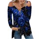 thumbnail image 1 of Blusa informal de manga larga con cuello en V y cremallera suelta con estampado floral para mujer Pompotops gfhjh5156, 1 of 5