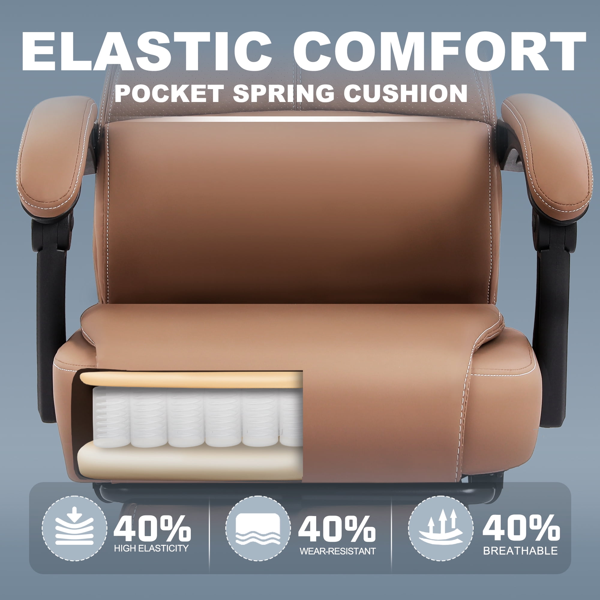 Misolant Big and Tall Office Chair with Footrest, High Back Desk Chair with Linkage Armrest, 90-155° Recline Executive Computer Chairs with Adjustable Height for Home