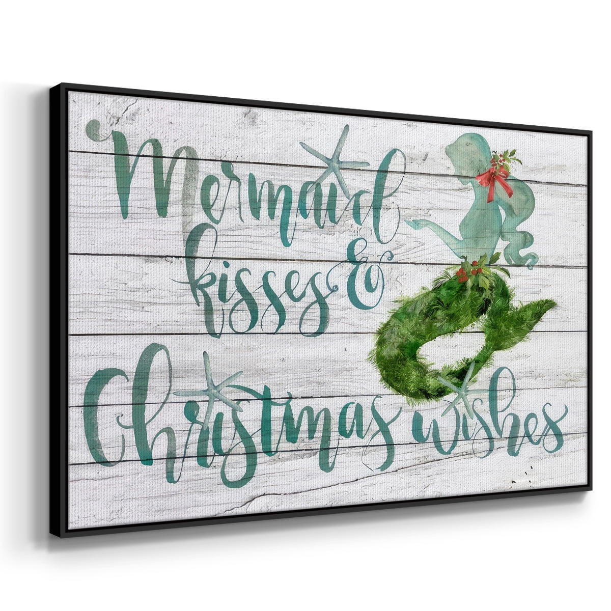 Tis the Seasun Collection A - Framed Gallery Wrapped Holiday Canvas - 25 x 37 - Black Frame