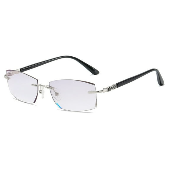 Men Silver Diamond Rimless Reading Glasses 1.50 Tinted Gray BIFOCAL Rectangular Readers Sunglasses  1.50 strength