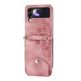 thumbnail image 2 of SaniMore for Samsung Galaxy Z Flip 4 6.7" Folding Embossed Wallet Case, PU Leather Case with Card Slot & Cross Body Strap Shockproof Protective Case for Girls Ladies, Pink, 2 of 7
