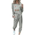 thumbnail image 2 of Moxiu Womens 2 Piece Outfits Sweatsuit Christmas 2023 Lounge Sets for Women Two Piece Long Pants Outfit Lightweight Fun Letter Print Long Sleeve Pullover Tops Jogger Sweatpants Set Tracksuit, 2 of 5