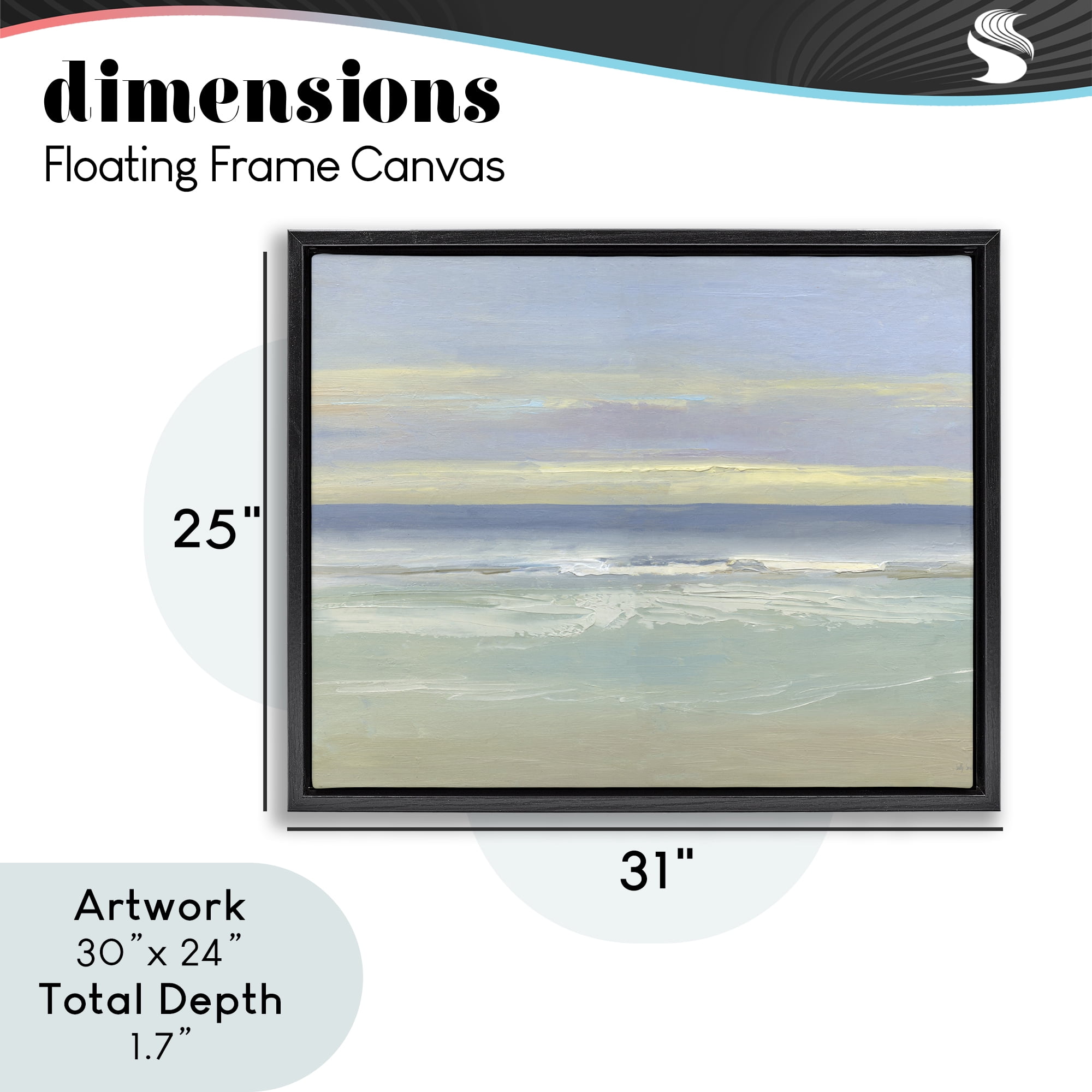 Stupell Industries Tranquil Coastal Morning Waves Black Framed Floater Canvas Wall Art, design by Sally Swatland
