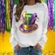thumbnail image 1 of Xuyuer Women's Carnival Printed Long Sleeved Round Neck Mardi Gras Sweatshirt Carnival Outfits Women Carnival Sweatshirts Fat Tuesday Fashionable Pullover Tops, 1 of 6