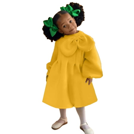 

Baby Girl Dresses Kids Toddler Baby Girls Autumn Winter Solid Cotton Warm Thick Long Sleeve Princess Dress Clothes