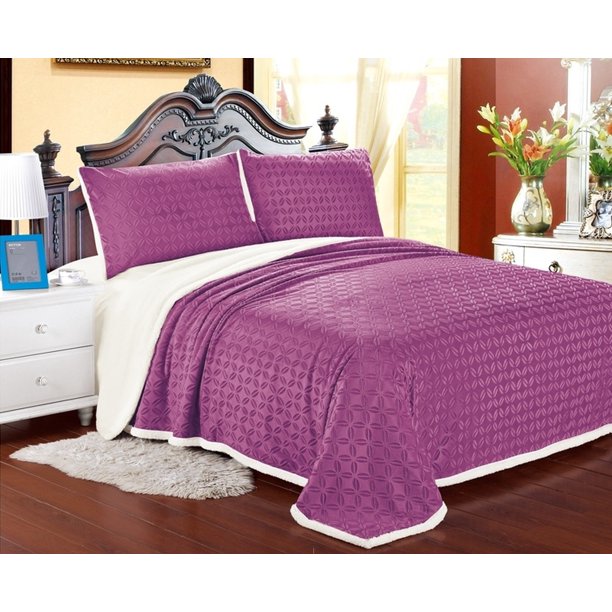 Elegant Comfort MicroSherpa Ultra Plush Blanket , Full/Queen, Pink