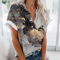 thumbnail image 2 of CEHVOM Blouse Décontractée pour Femmes à Col à Revers Manches Courtes Imprimé Chemise Ample Boutons Cardigan Liquidation, 2 of 5