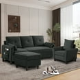 thumbnail image 2 of Soscana Convertible Sectional Sofa with Storage Ottoman and Accent Chair, 3 Seat L Shaped Couch with Armchair,Modern Living Room Furniture Set for Home Office Apartment Studio, 2 of 7