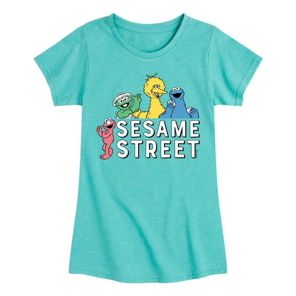 Sesame Street - Group - Girls Fitted Short Sleeve Graphic T-Shirt