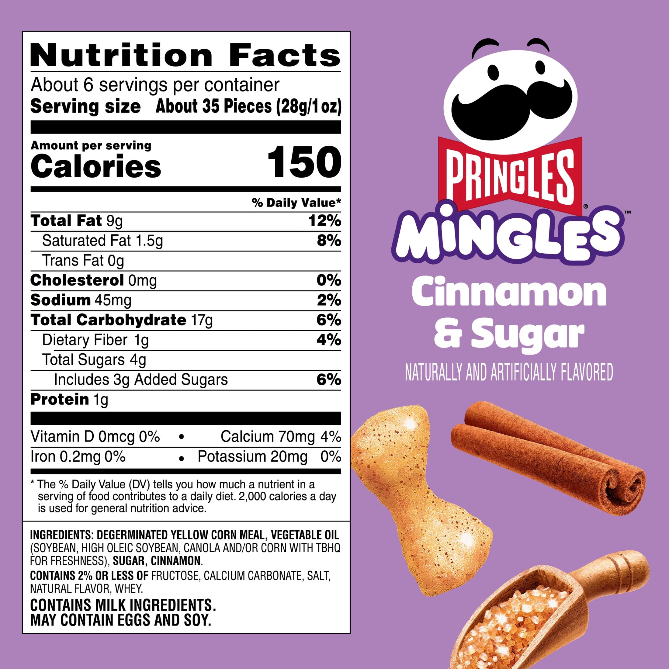 (4 pack) Pringles Mingles Cinnamon and Sugar Puffed Snacks, Sweet Snacks, 5.5 oz