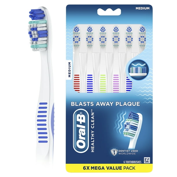 OralB Healthy Clean and Gentle Toothbrush, Medium, 6 Ct